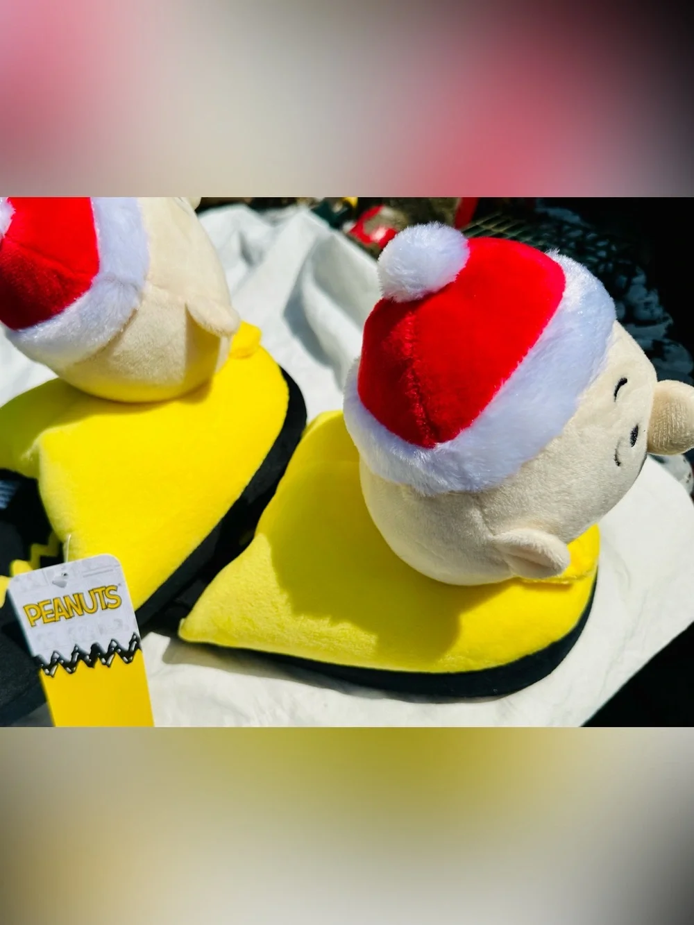 Charlie Brown Christmas slippers. Men’s.  Santa Hat. Stocking. Christmas